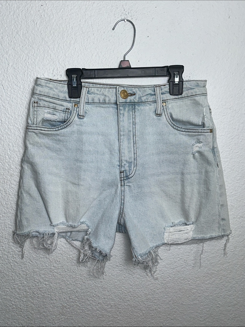 Kut from the Kloth Taylor Shorts High Rise Light Wash Distressed Women’s 0